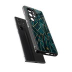 geometric green back phone cover | glass case for samsung galaxy s25 ultra