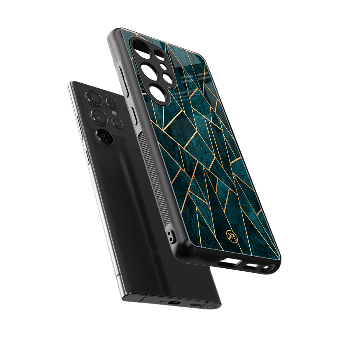 geometric green back phone cover | glass case for samsung galaxy s25 ultra