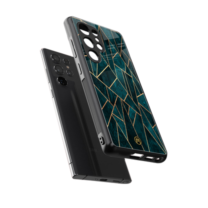 geometric green back phone cover | glass case for samsung galaxy s25 ultra