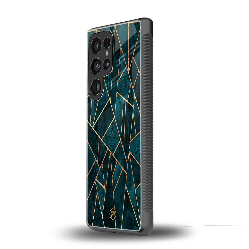 geometric green back phone cover | glass case for samsung galaxy s25 ultra