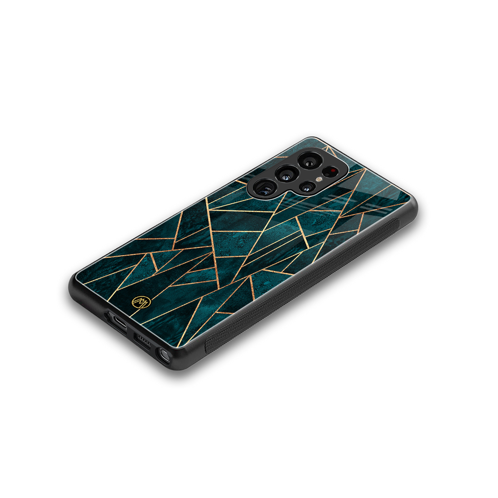 geometric green back phone cover | glass case for samsung galaxy s25 ultra