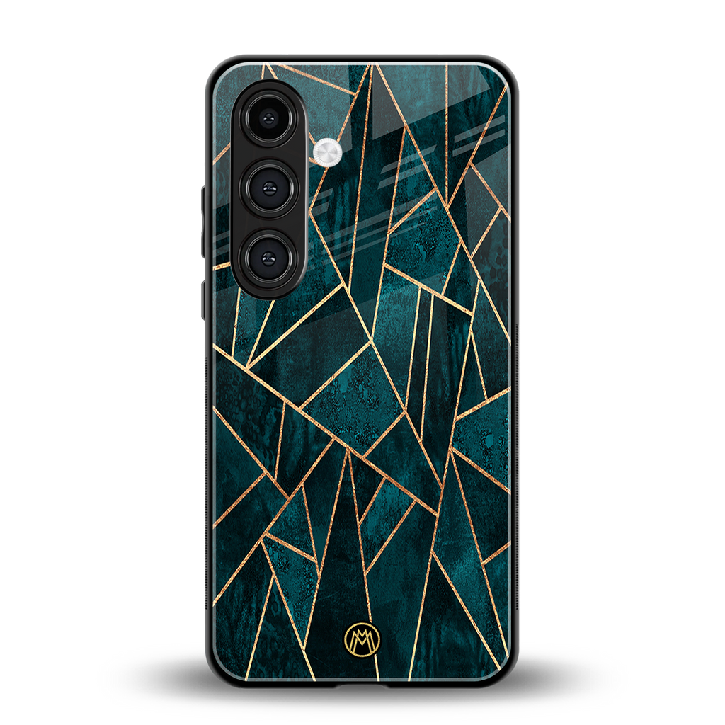 geometric green back phone cover | glass case for samsung galaxy s24 plus
