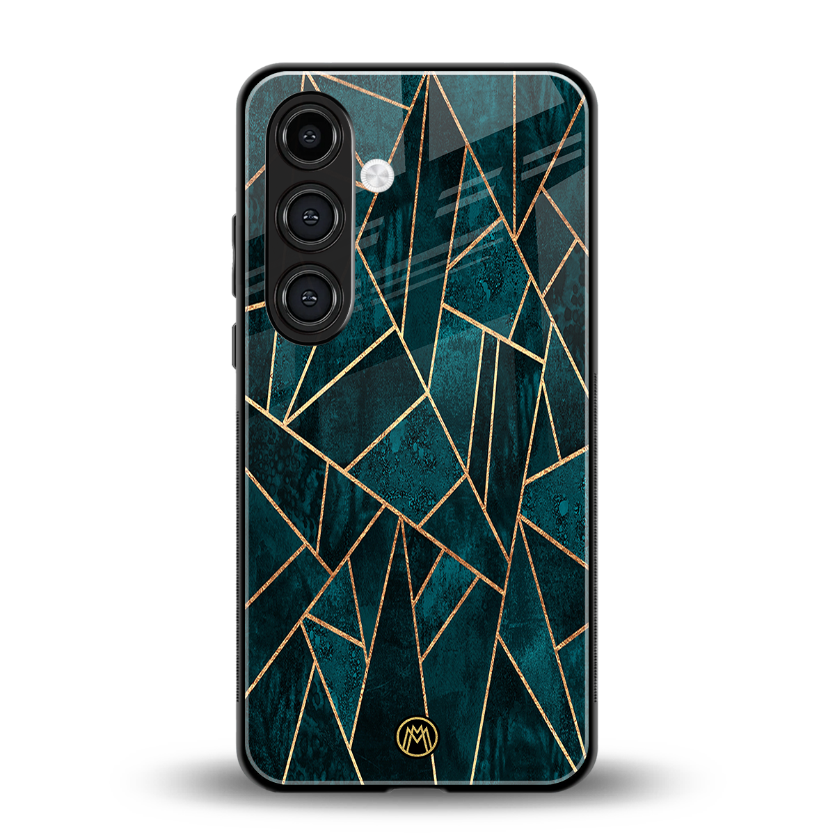 geometric green back phone cover | glass case for samsung galaxy s25 plus