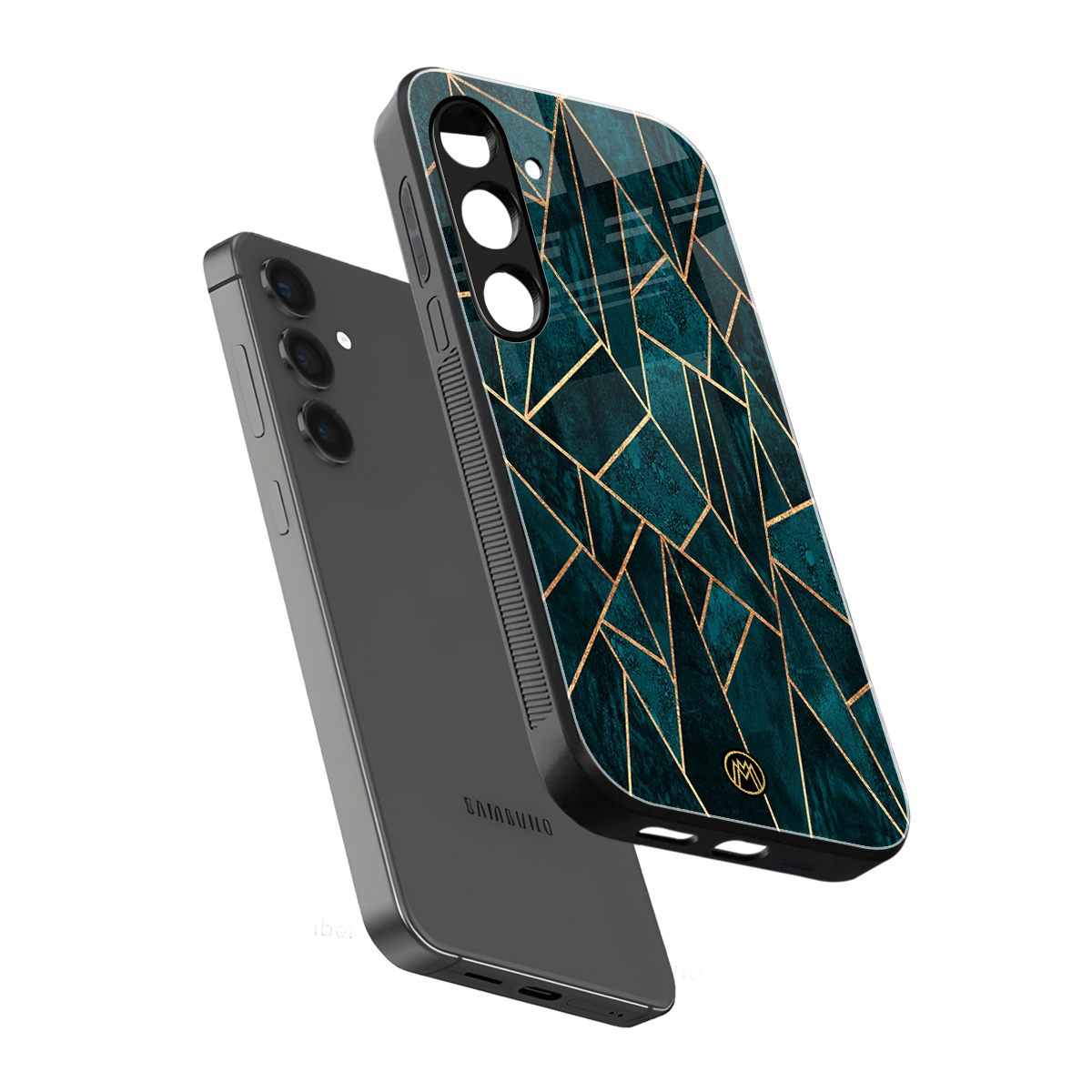 geometric green back phone cover | glass case for samsung galaxy s24 plus