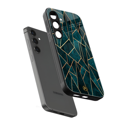 geometric green back phone cover | glass case for samsung galaxy s24 plus