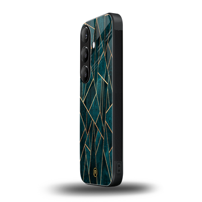 geometric green back phone cover | glass case for samsung galaxy s23 fe