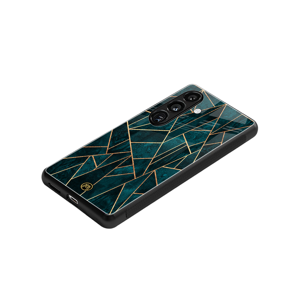 geometric green back phone cover | glass case for samsung galaxy s24 fe