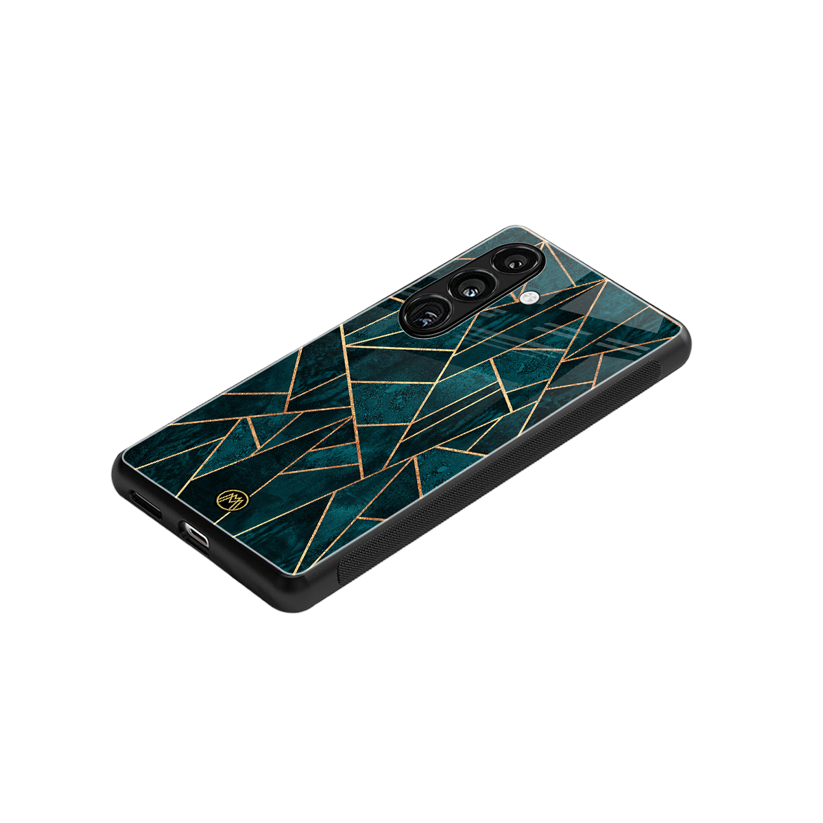 geometric green back phone cover | glass case for samsung galaxy s24 fe