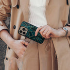 geometric green back phone cover | glass case for oneplus nord 3
