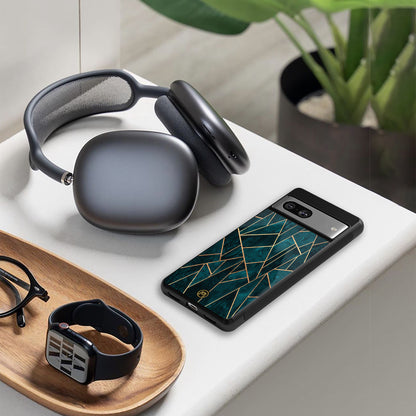 geometric green back phone cover | glass case for iphone 15 pro