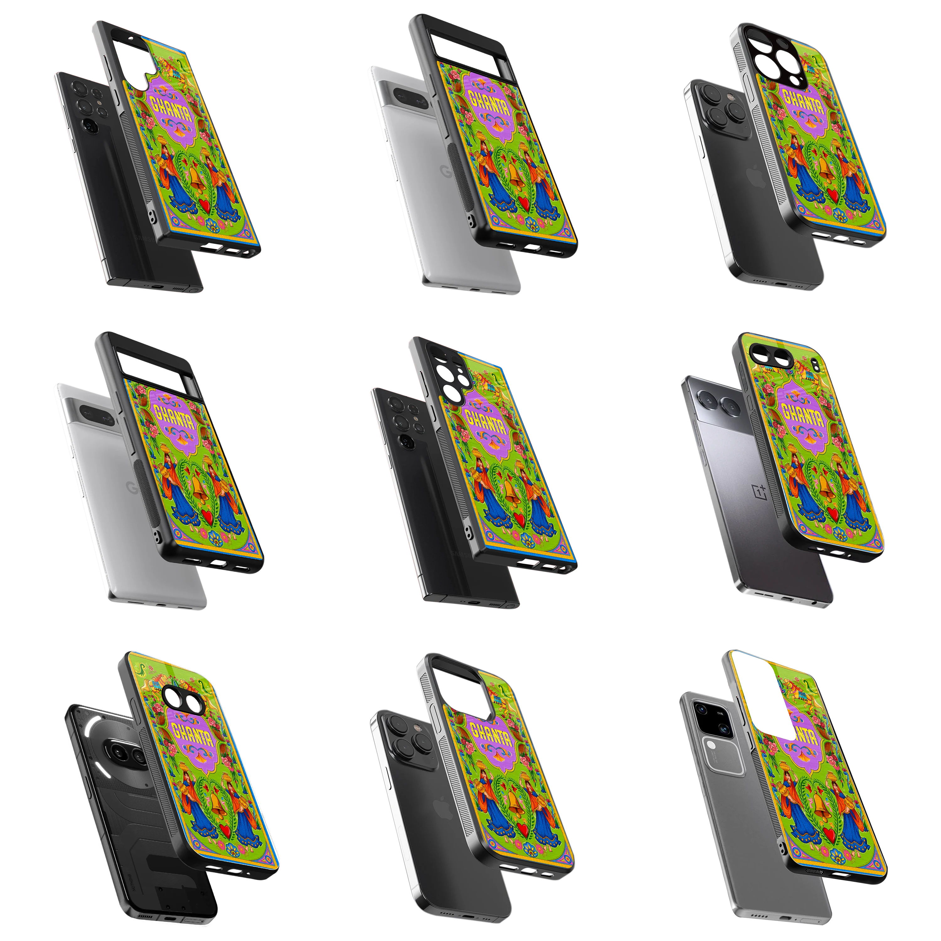 Durable Glass Back Mobile Case for iPhone, Samsung, OnePlus, Google Pixel, Redmi, Vivo, Oppo