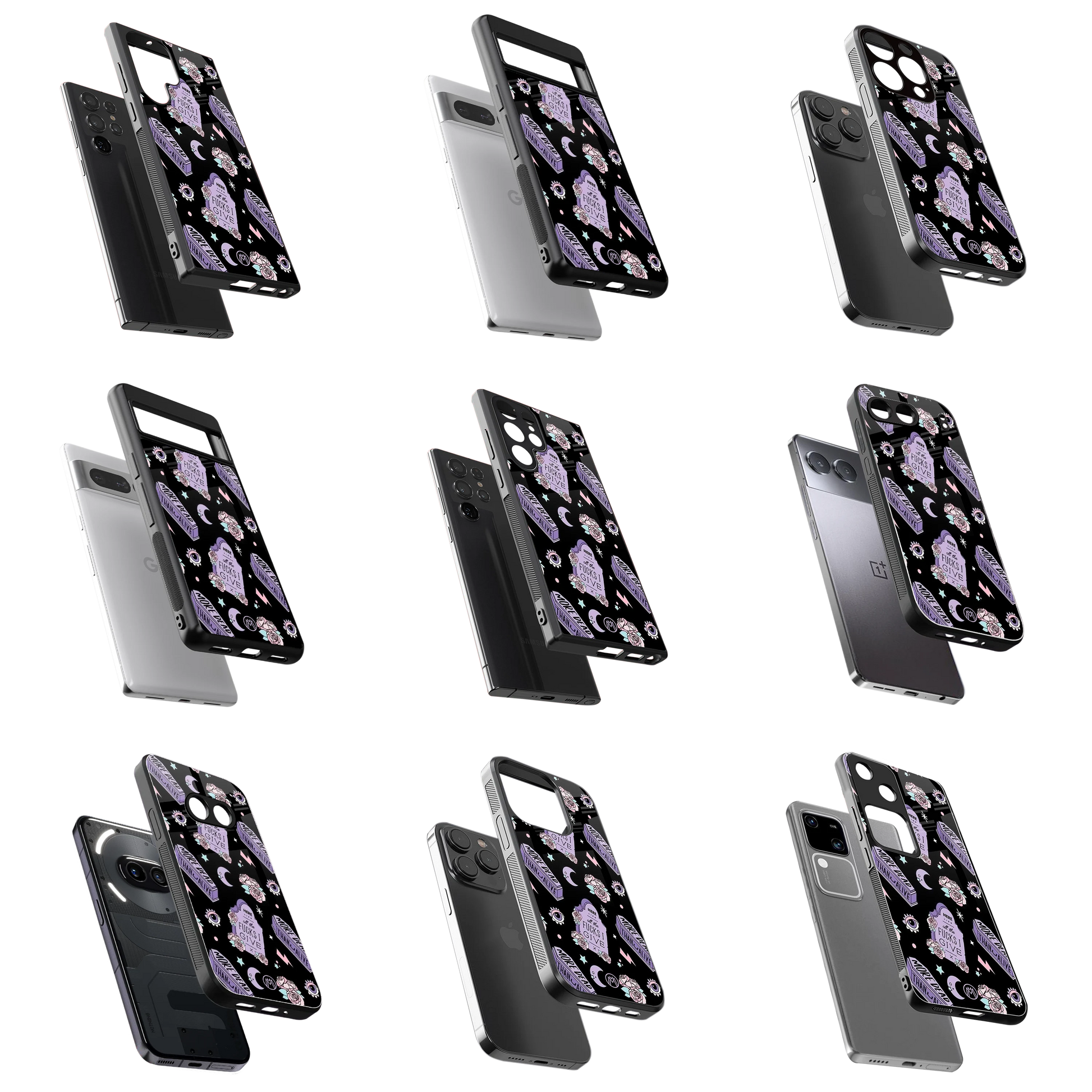Durable Glass Back Mobile Case for iPhone, Samsung, OnePlus, Google Pixel, Redmi, Vivo, Oppo
