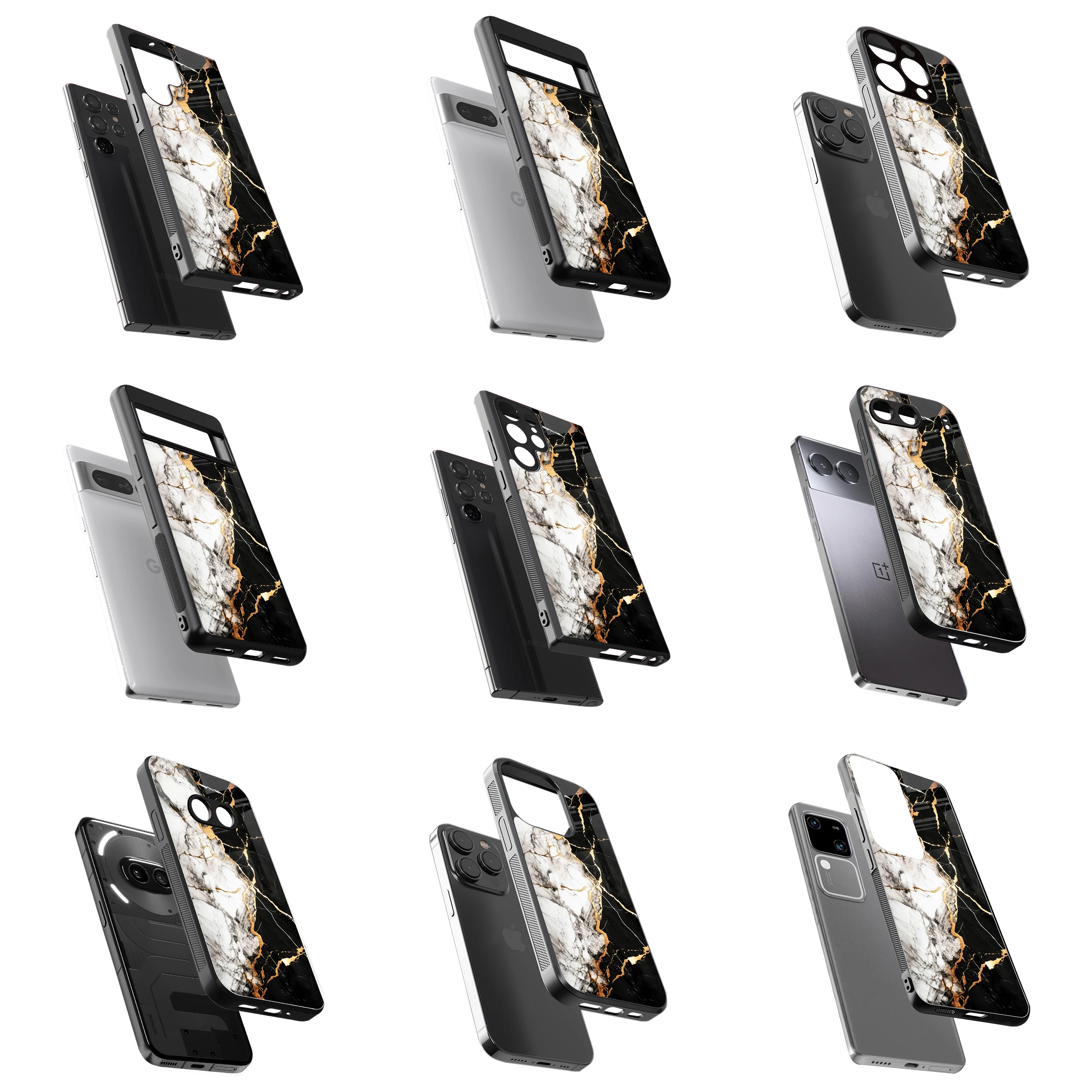 Durable Glass Back Mobile Case for iPhone, Samsung, OnePlus, Google Pixel, Redmi, Vivo, Oppo