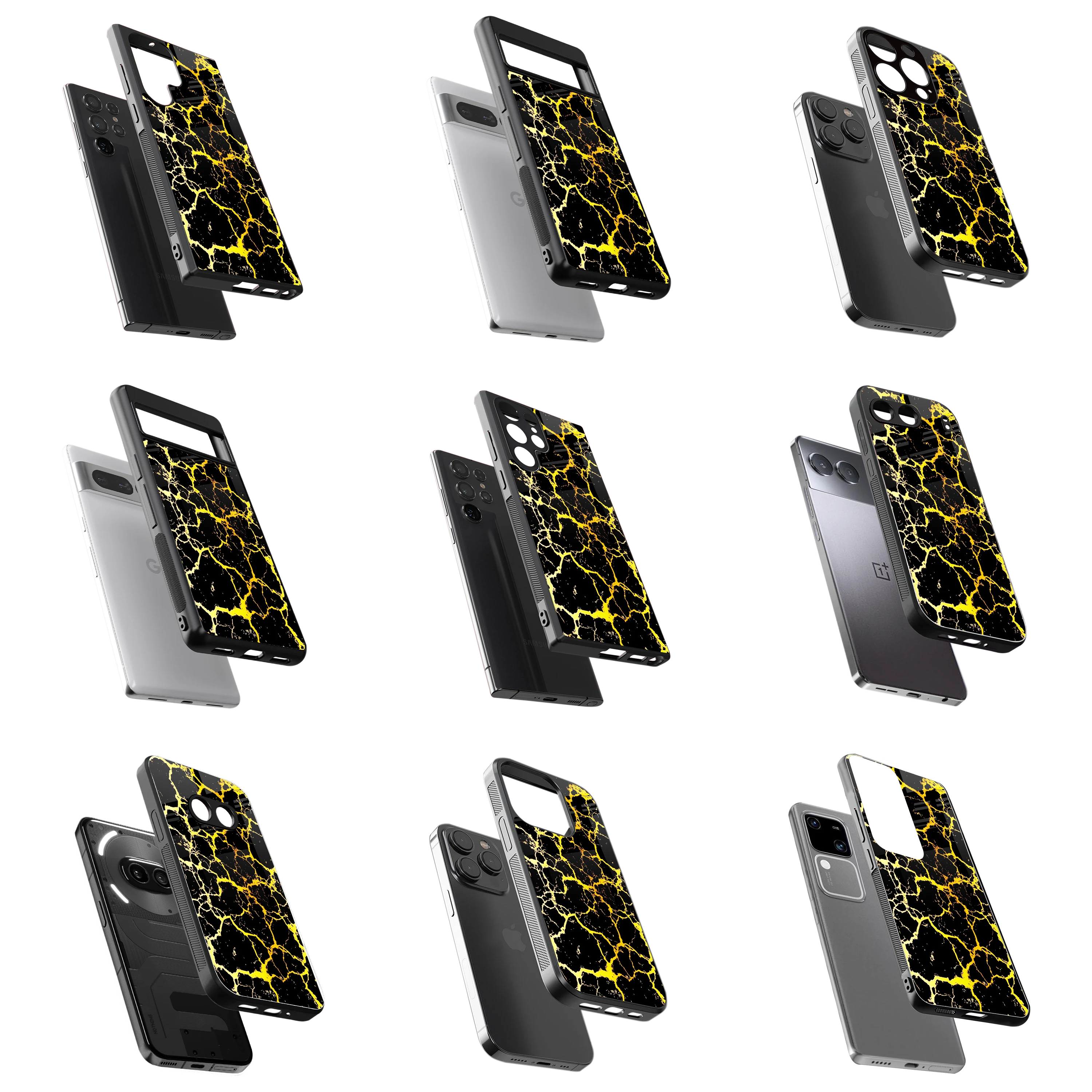 Durable Glass Back Mobile Case for iPhone, Samsung, OnePlus, Google Pixel, Redmi, Vivo, Oppo