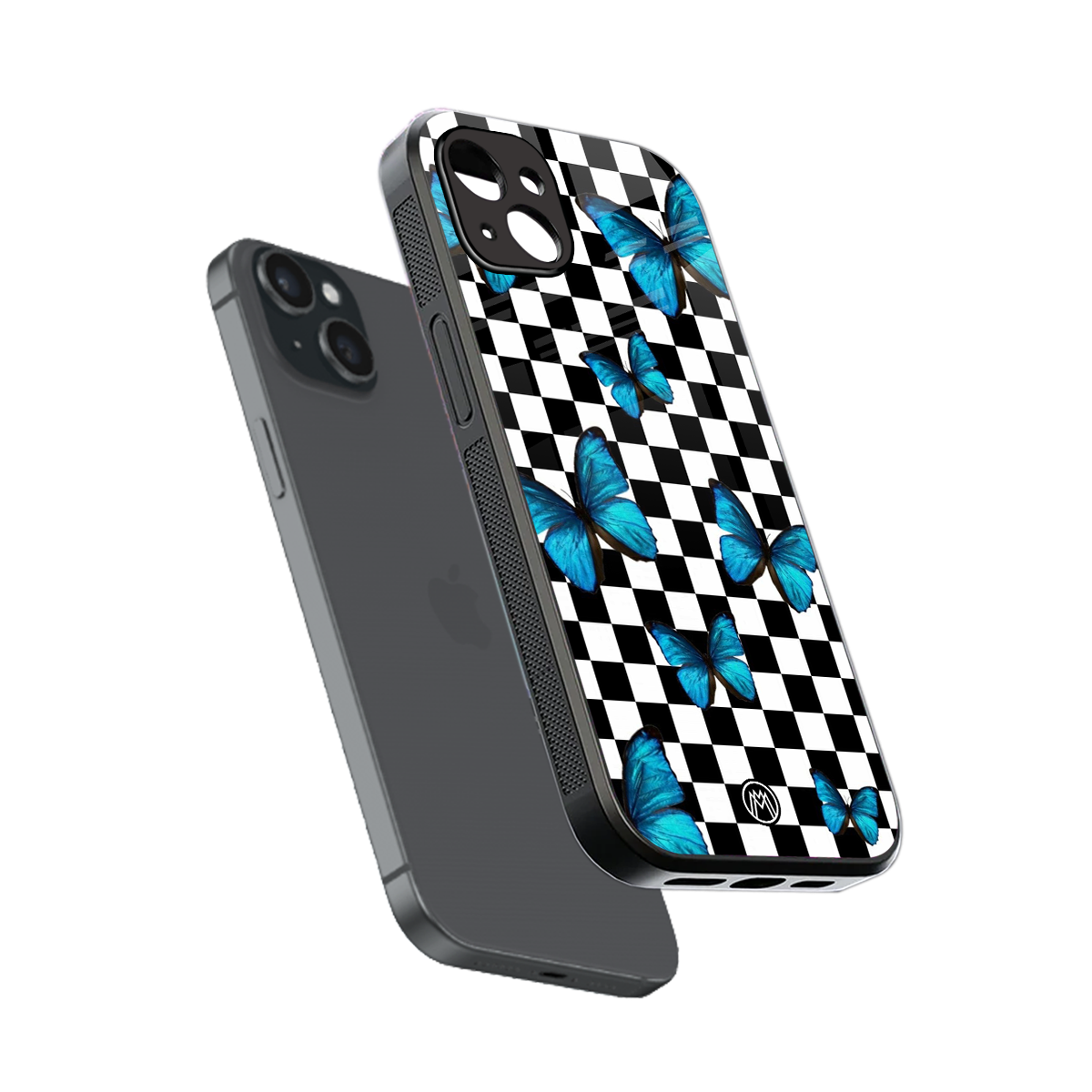 gimme butterflies back phone cover | glass case for iphone 15 plus