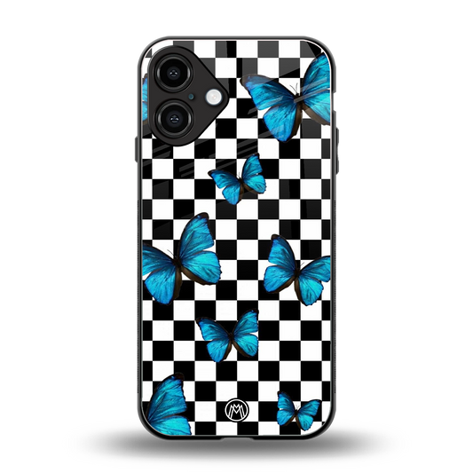 gimme butterflies back phone cover | glass case for iphone 16 plus