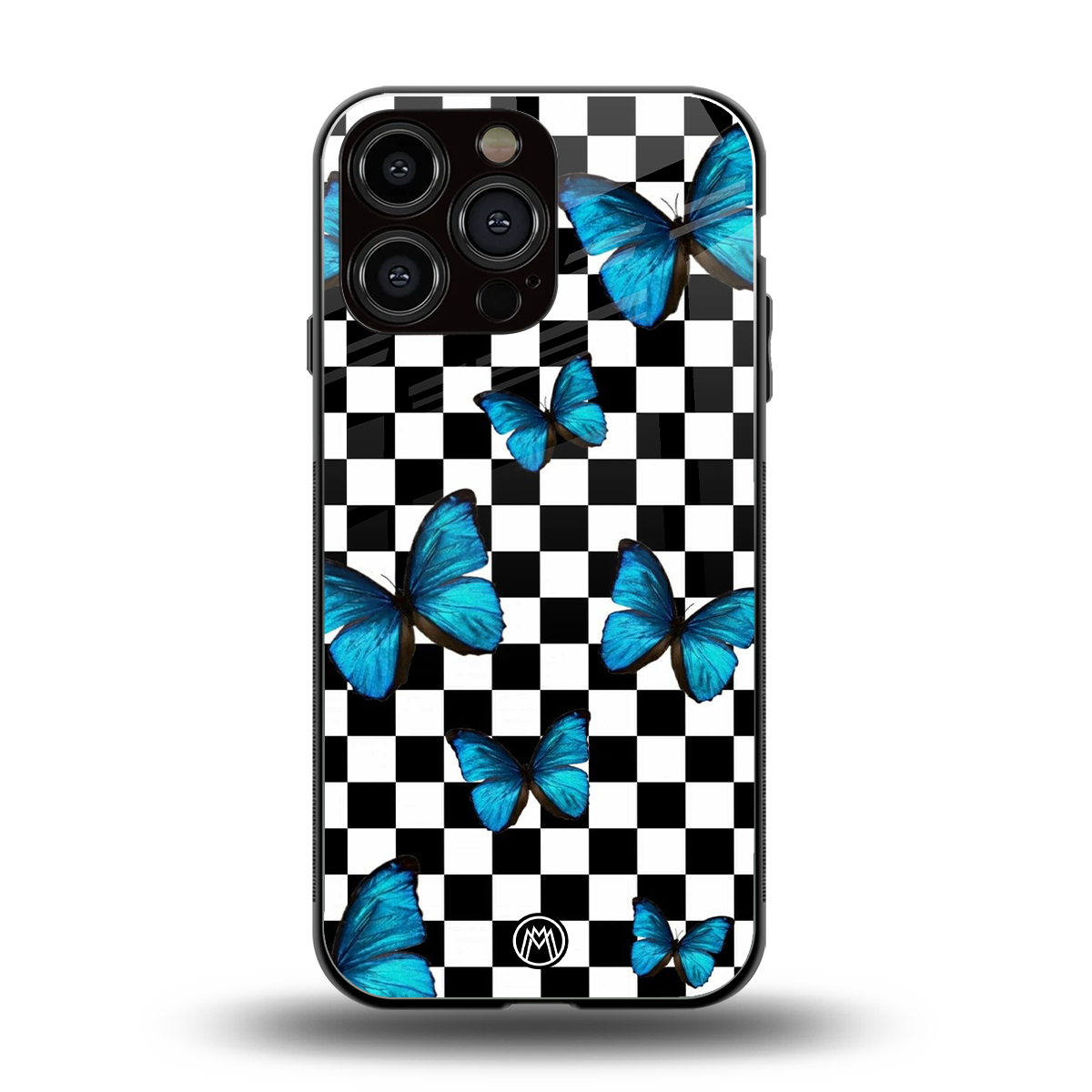 gimme butterflies back phone cover | glass case for iphone 16 pro max