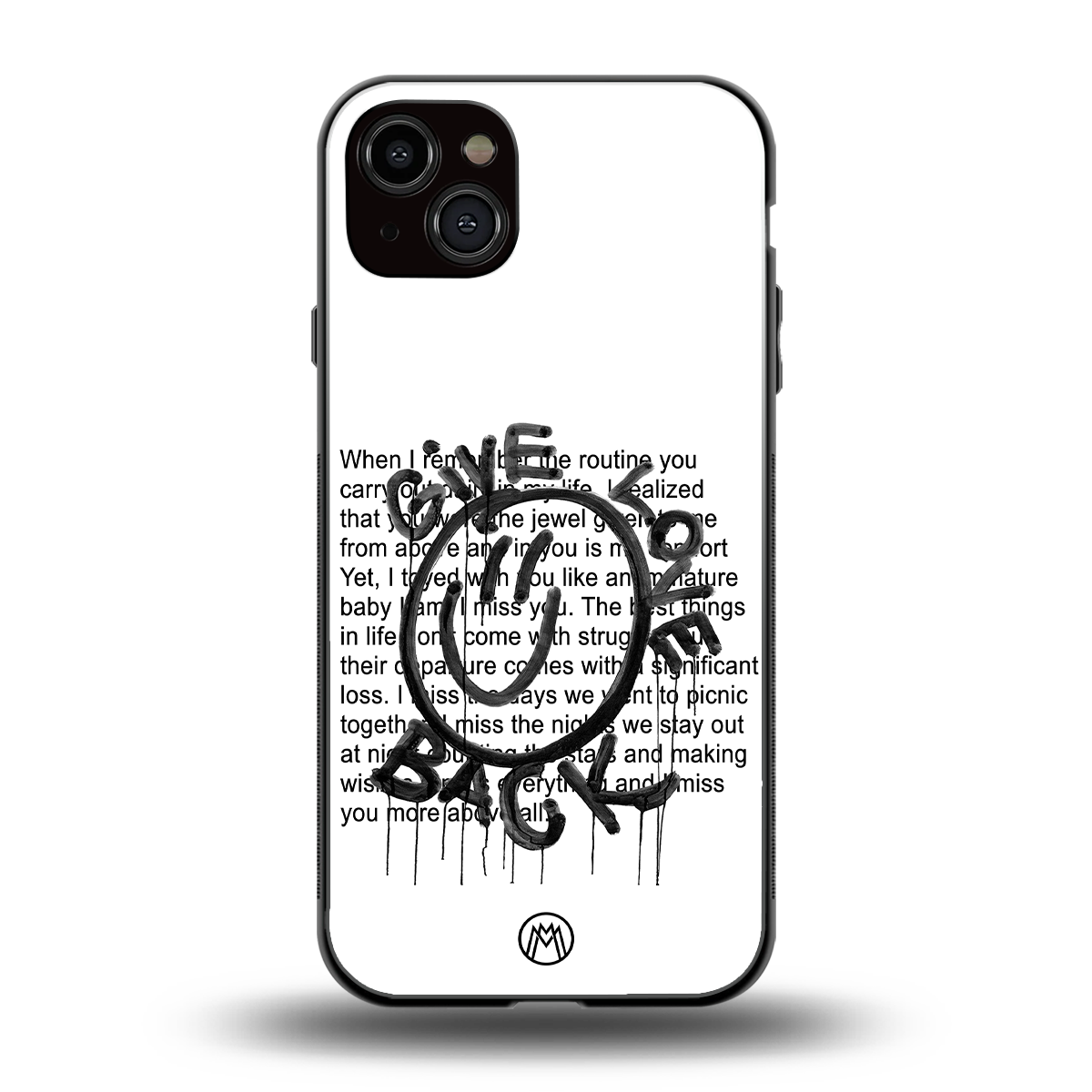 give love back back phone cover | glass case for iphone 15 plus