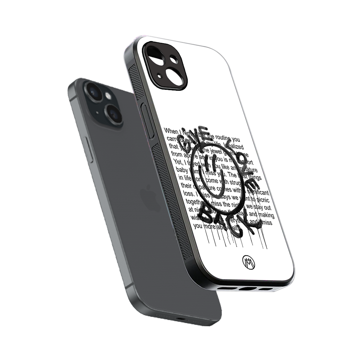 give love back back phone cover | glass case for iphone 15 plus