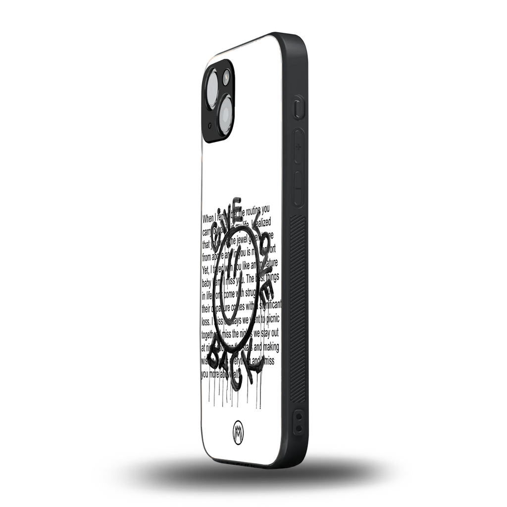 give love back back phone cover | glass case for iphone 15 plus