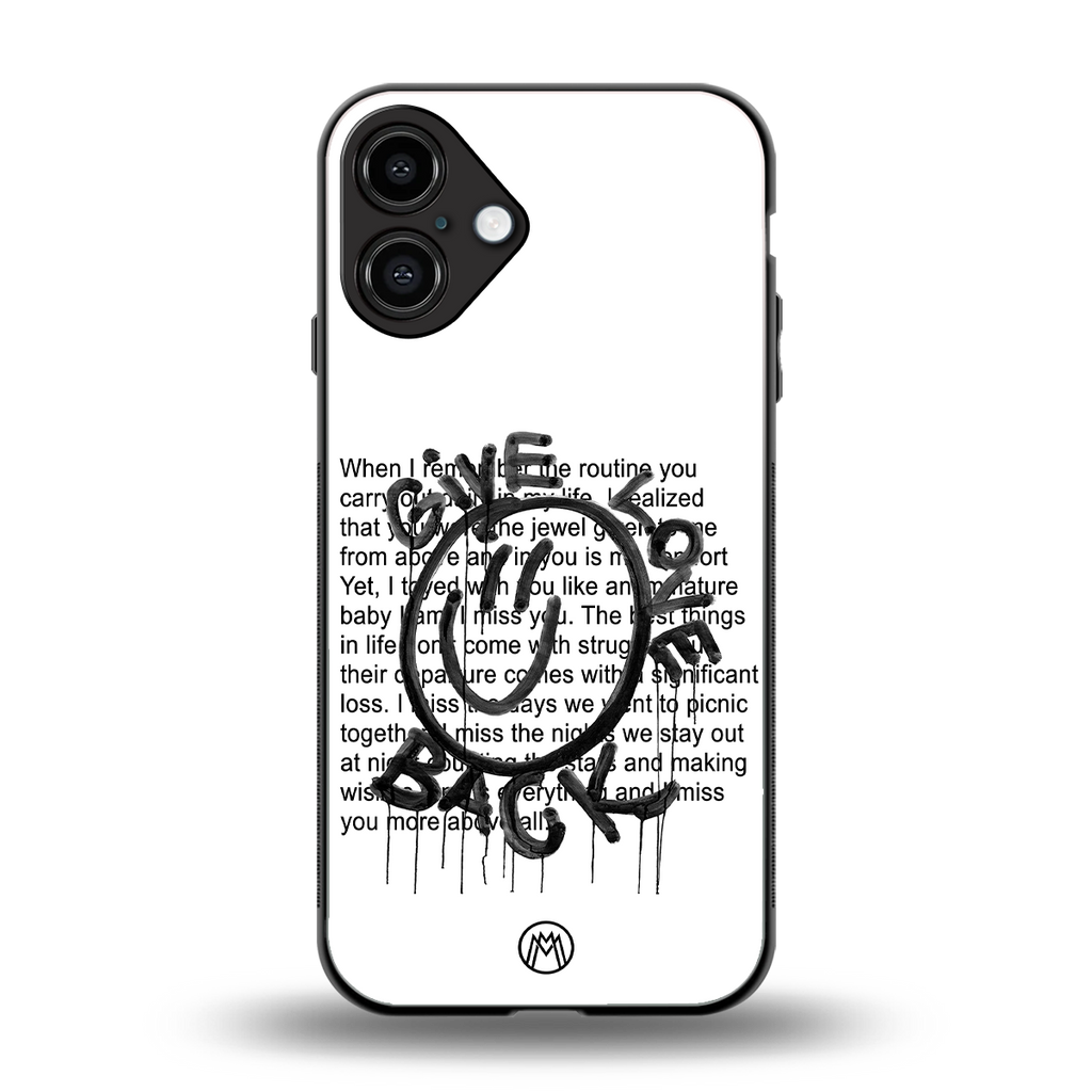 give love back back phone cover | glass case for iphone 16 plus
