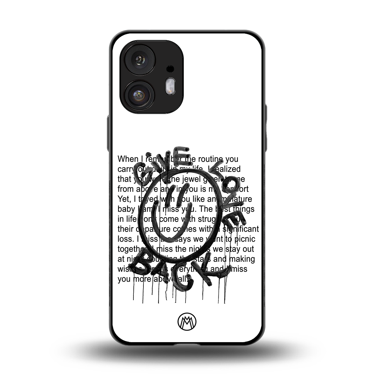 give love back back phone cover | glass case for nothing phone 2