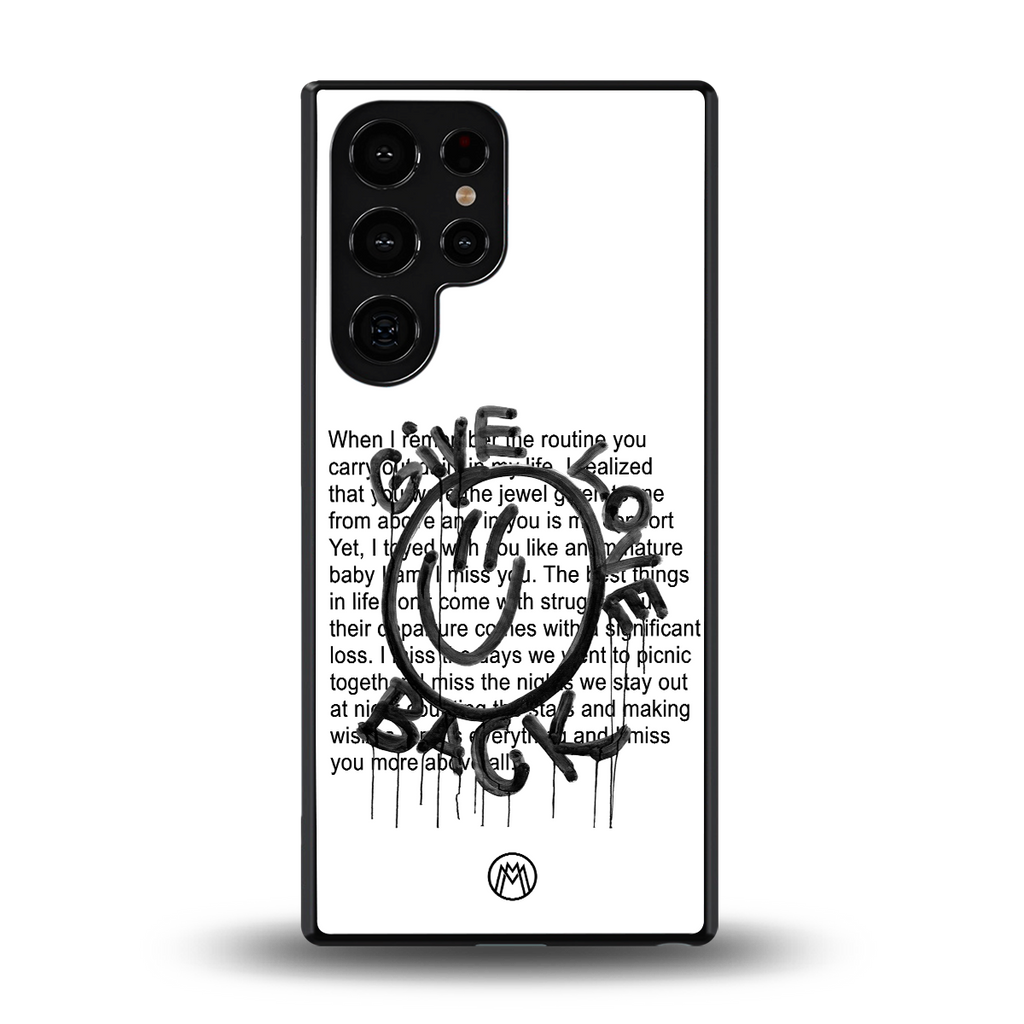 give love back back phone cover | glass case for samsung galaxy s25 ultra