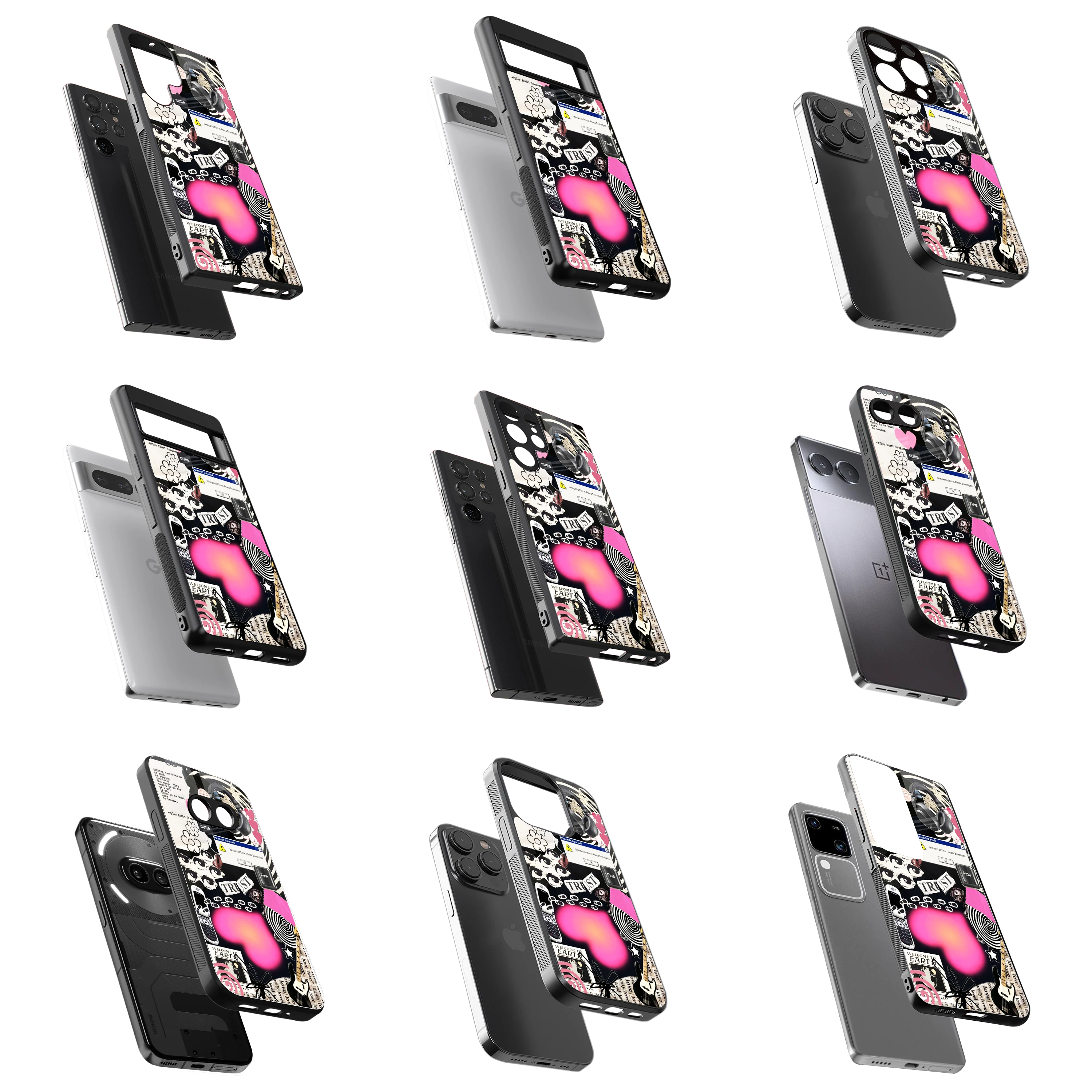 Durable Glass Back Mobile Case for iPhone, Samsung, OnePlus, Google Pixel, Redmi, Vivo, Oppo