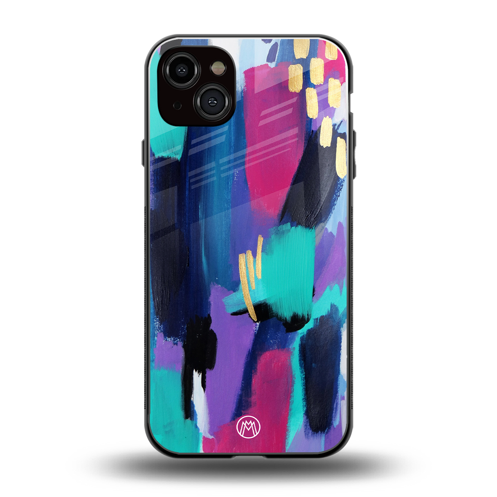 glitz back phone cover | glass case for iphone 14 plus