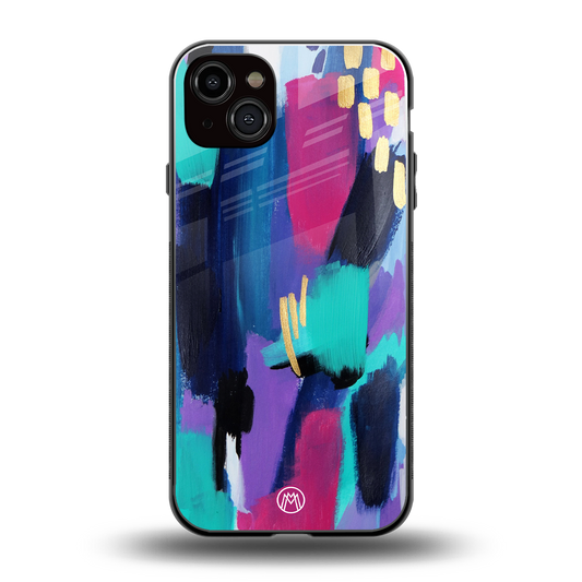 glitz back phone cover | glass case for iphone 14 plus
