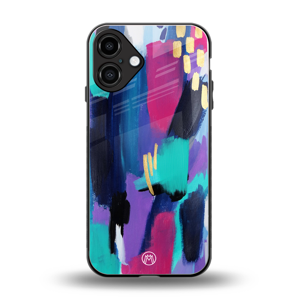 glitz back phone cover | glass case for iphone 16 plus