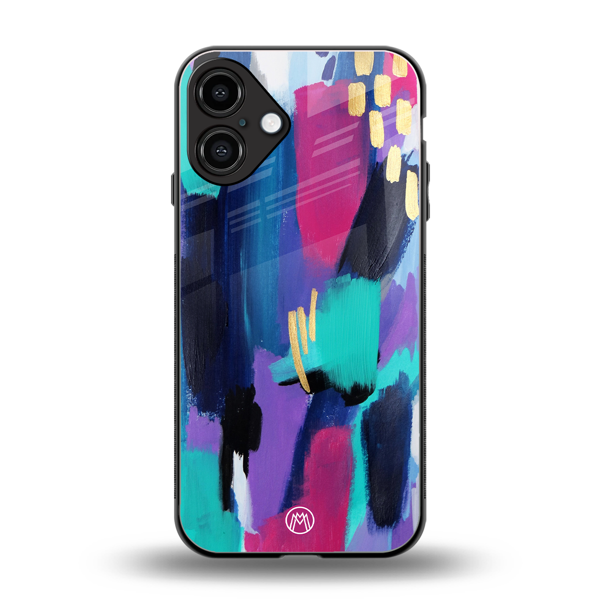 glitz back phone cover | glass case for iphone 16 plus
