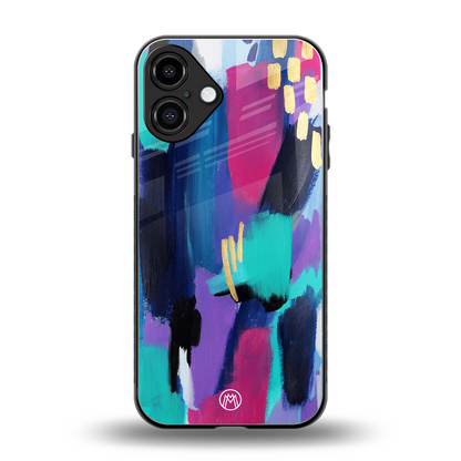 glitz back phone cover | glass case for iphone 16 plus