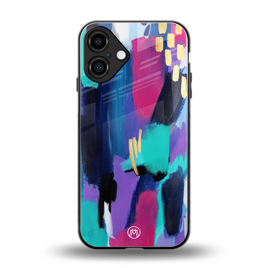 glitz back phone cover | glass case for iphone 16 plus