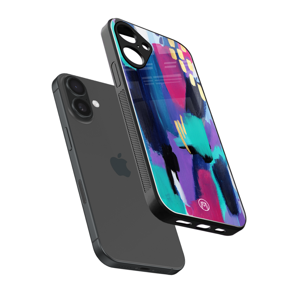 glitz back phone cover | glass case for iphone 16 plus