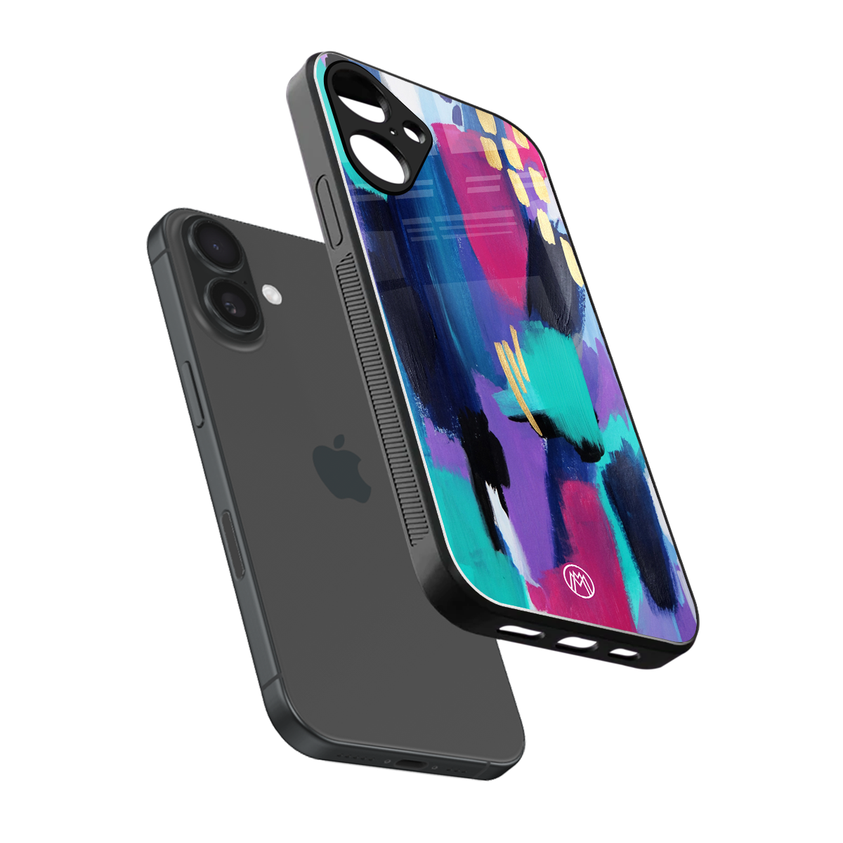 glitz back phone cover | glass case for iphone 16 plus