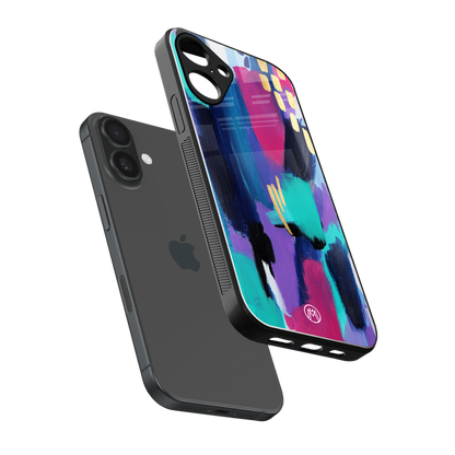 glitz back phone cover | glass case for iphone 16 plus
