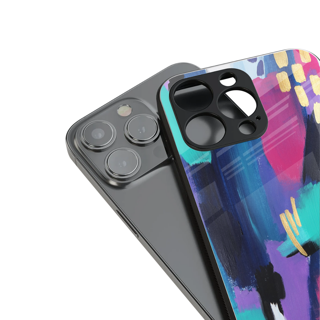 glitz back phone cover | glass case for iphone 16 pro max