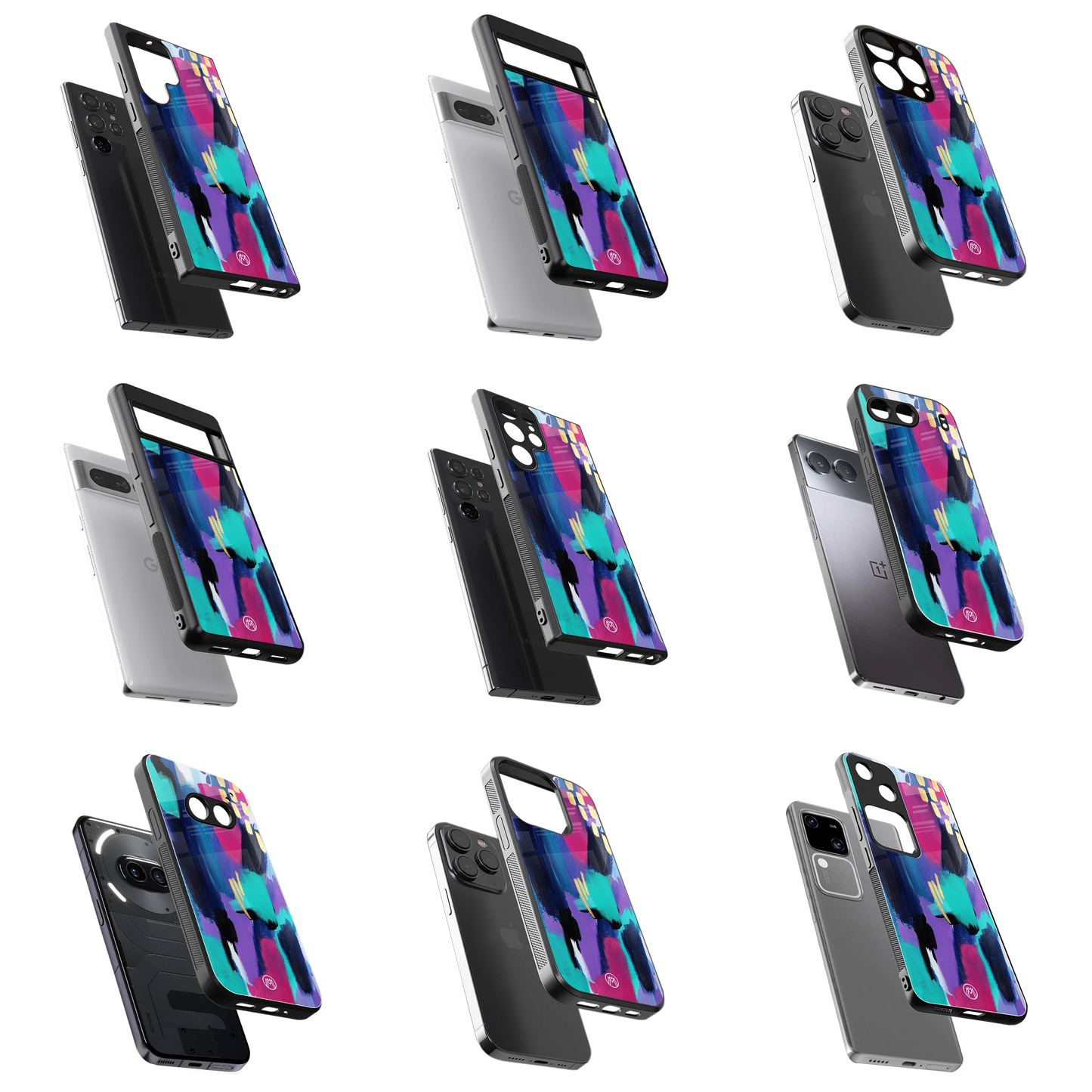 Durable Glass Back Mobile Case for iPhone, Samsung, OnePlus, Google Pixel, Redmi, Vivo, Oppo