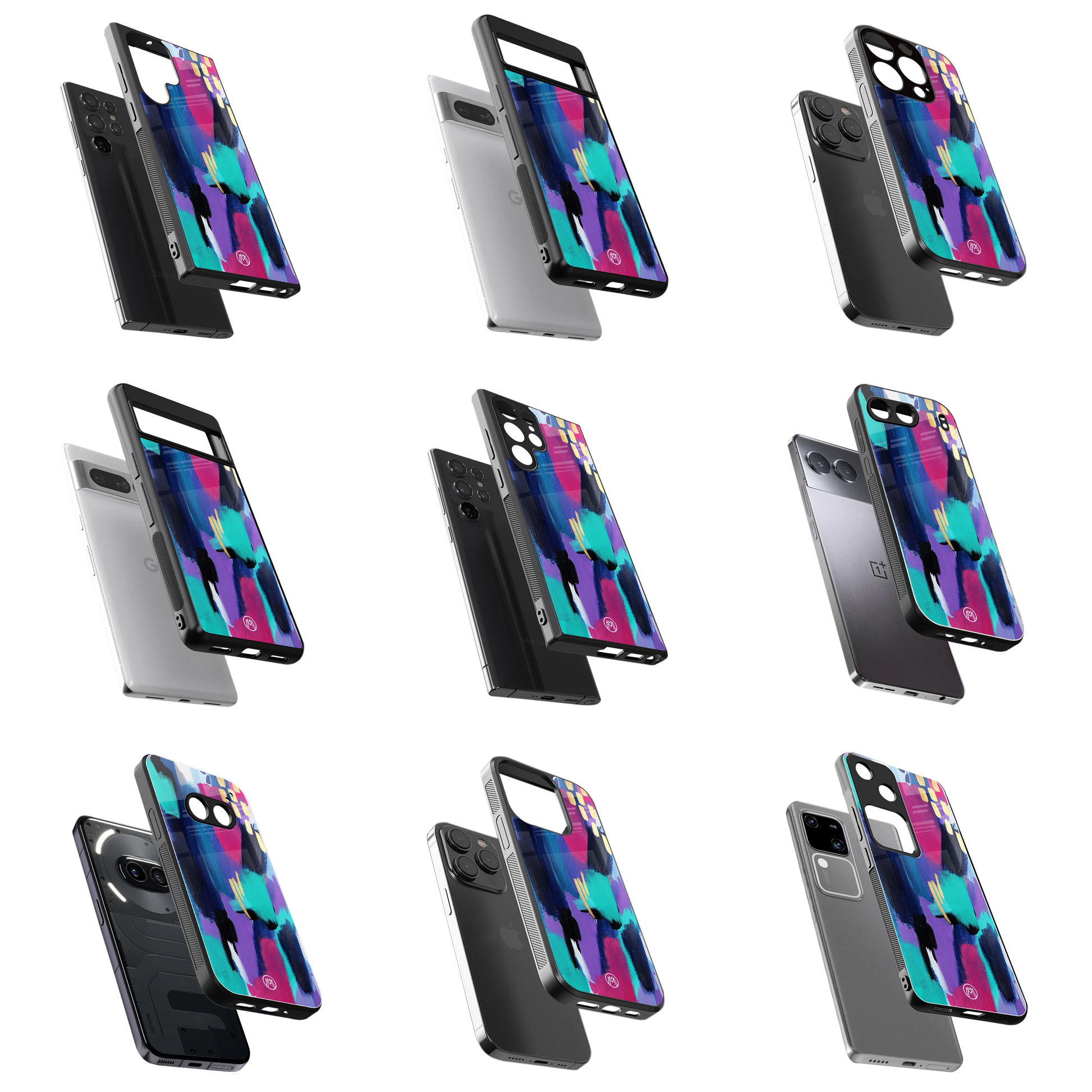 Durable Glass Back Mobile Case for iPhone, Samsung, OnePlus, Google Pixel, Redmi, Vivo, Oppo