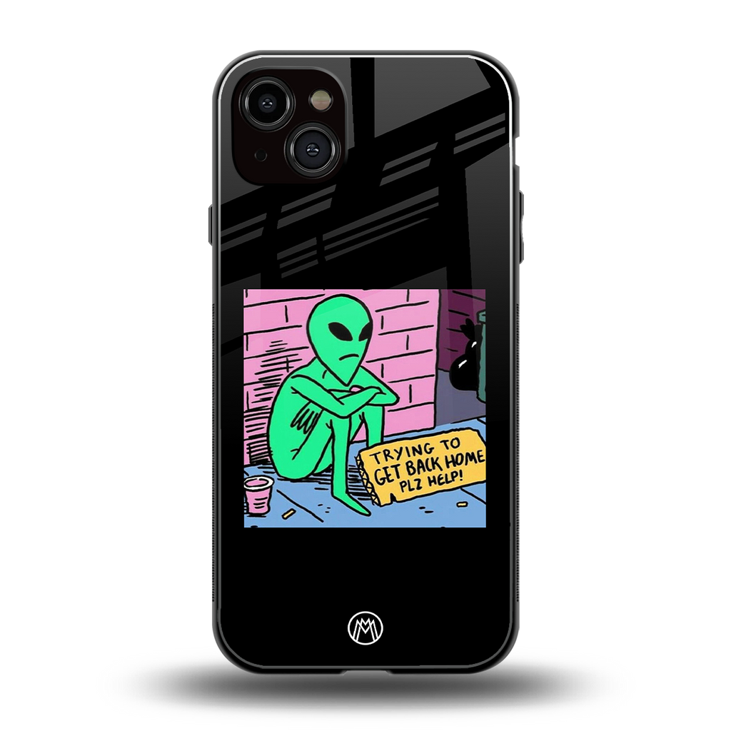 go home alien back phone cover | glass case for iphone 14 plus