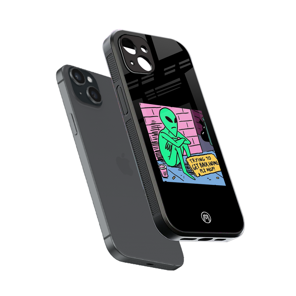 go home alien back phone cover | glass case for iphone 15 plus