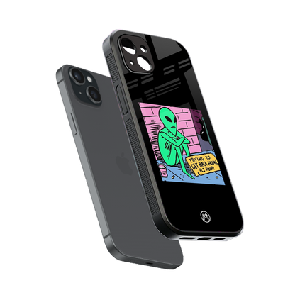 go home alien back phone cover | glass case for iphone 14 plus