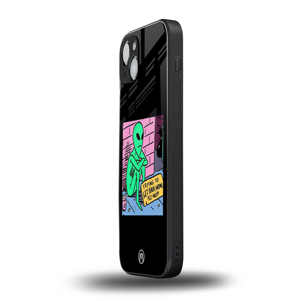 go home alien back phone cover | glass case for iphone 14 plus