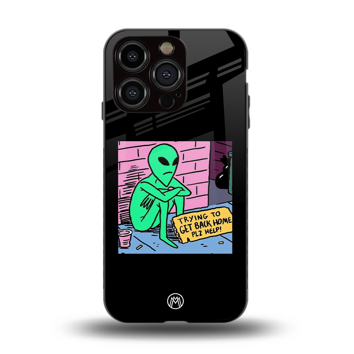 go home alien back phone cover | glass case for iphone 14 pro