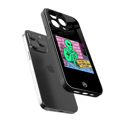 go home alien back phone cover | glass case for iphone 15 pro