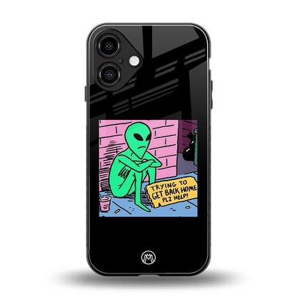 go home alien back phone cover | glass case for iphone 16 plus