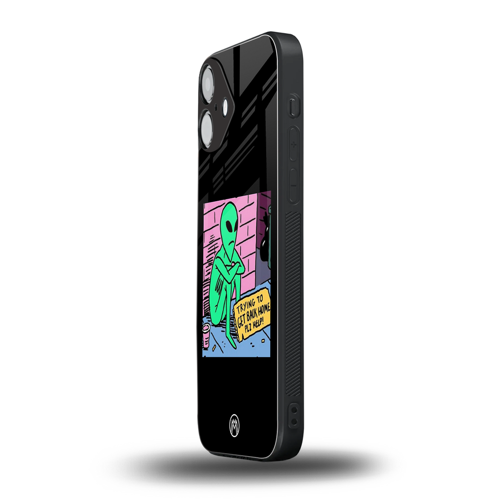 go home alien back phone cover | glass case for iphone 16 plus