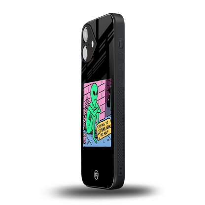 go home alien back phone cover | glass case for iphone 16 plus