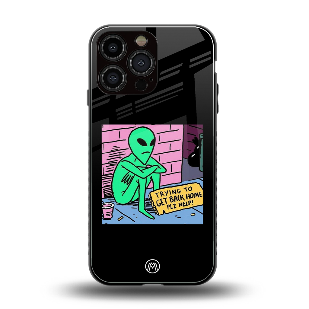 go home alien back phone cover | glass case for iphone 16 pro max